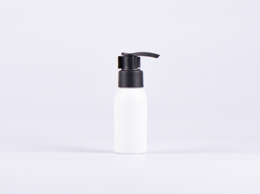 Flasche "Tara" 50ml, matt-weiss, mit Dispenser schwarz-matt